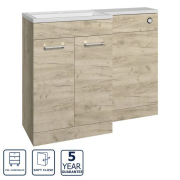 Serene Stirling 1000mm L Shape Furniture Pack with Chrome Finishes  Left Hand - Oak