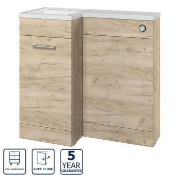 Serene Stirling 900mm L Shape Furniture Pack with Chrome Finishes  Left Hand - Oak