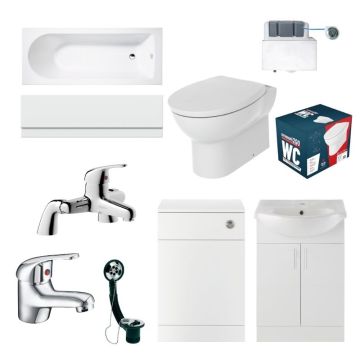 Serene Swansea Express Full Suite with Rimless BTW Toilet & Single End Bath