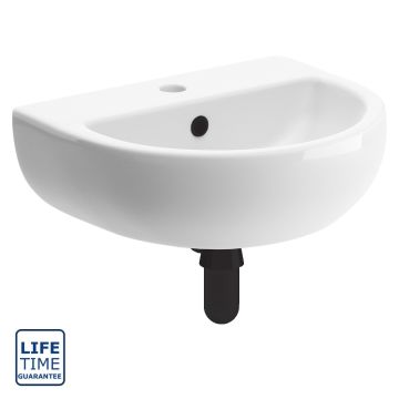 Serene Toulouse 450mm 1TH Cloakroom Basin & Black Bottle Trap