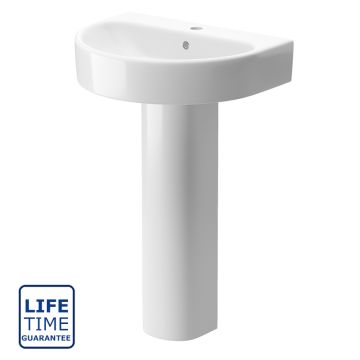 Serene Verona 555mm 1 Tap Hole Basin & Full Pedestal