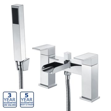 Serene Yonne Deck Mounted Bath Shower Mixer with Kit - Chrome