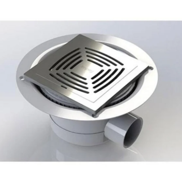 Azzio Square Slotted Drain Vertical Outlet Brushed - Stainless Steel