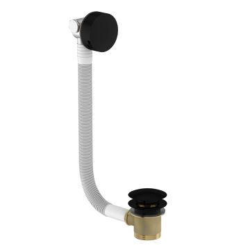 Tissino Alek Round Bath Filler With Push Waste & Overflow - Matt Black