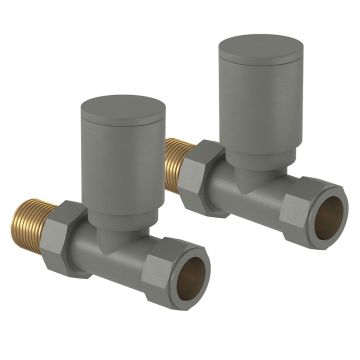 Tissino Straight Radiator Valves Pair - Lusso Grey