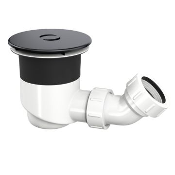 TOP-FIX 90mm Shower Tray Waste with Elbow - Matt Black