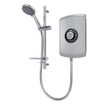 Triton Amore Digital Electric Shower 8.5kW with Riser Kit - Brushed Steel