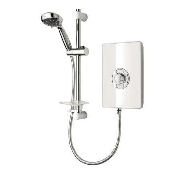 Triton Aspirante Contemporary Electric Shower 8.5kW with Riser Kit - White Gloss