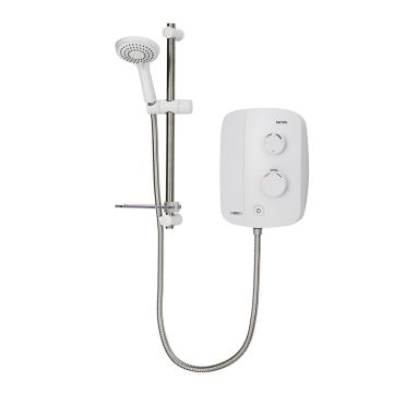 Triton TAS2000SR Thermostatic Silent Running Power Shower with Riser Kit - White