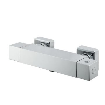 Vema Square Single Outlet Thermostatic Bar Shower Mixer - Chrome
