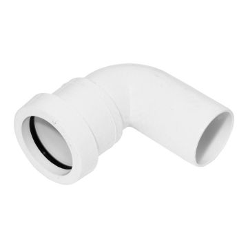 White 40mm Pushfit Waste 90 Degree Street Elbow