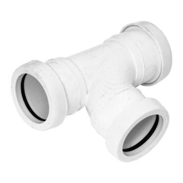 White 40mm Pushfit Waste 90 Degree Tee