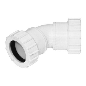 White 50mm Universal Waste 45 Degree Bend