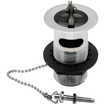 Slotted Metal Basin Waste with Black Plastic Plug & Chain
