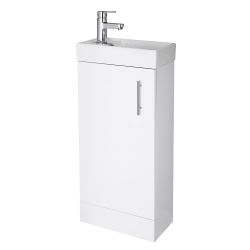 Nuie Vault 400mm Floor Standing Cabinet & Basin - Gloss White