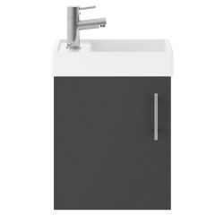 Nuie Vault 400mm Wall Hung Cabinet & Basin - Gloss Grey