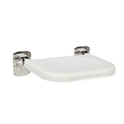 Bathex Slotting Action Shower Seat with Stainless Steel Frame & Backplates- White