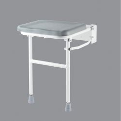 Bathex Padded Shower Seat with Drop Down Legs - Grey/White