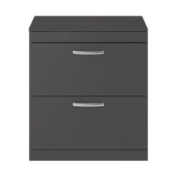 Nuie Athena 800mm 2 Drawer Floor Standing Cabinet & Worktop - Gloss Grey