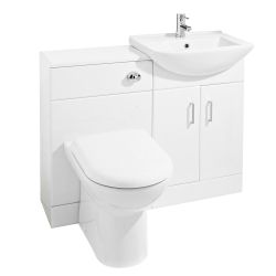 Nuie Saturn Cloakroom Furniture Pack with Square Basin - Gloss White