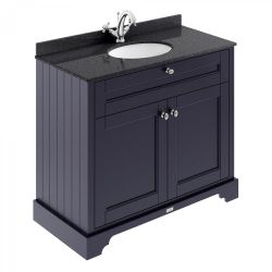 Hudson Reed Old London 1000mm Cabinet & 1TH Basin with Black Marble Top - Twilight Blue