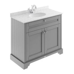 Hudson Reed Old London 1000mm Cabinet & 1TH Basin with Grey Marble Top - Storm Grey