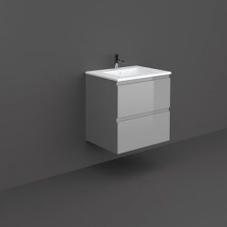 RAK Joy 600mm Wall Hung Vanity Unit With Drop In Wash Basin - Urban Grey
