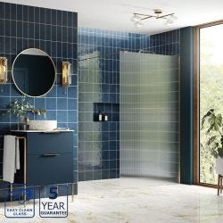 Serene Optimum 900mm Fluted Wetroom Panel and Support Bar - Brushed Brass