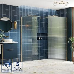 Serene Optimum Fluted Wetroom Panel Side Panel 900mm - Brushed Brass