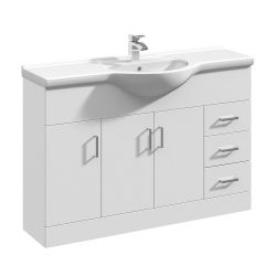 Premier Mayford 1200mm Basin Unit With Curved Bowl - Gloss White