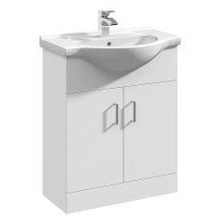 Premier Mayford 650mm Basin Unit With Curved Bowl - Gloss White