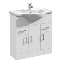 Premier Mayford 750mm Basin Unit With Curved Bowl - Gloss White