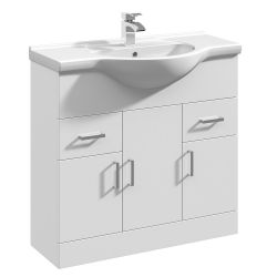 Premier Mayford 850mm Basin Unit With Curved Bowl - Gloss White