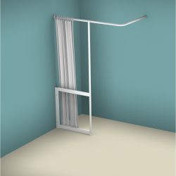 Contour WFY Half Height Fixed Panel with Vertical Curtain Rail Support Pole - Left Handed