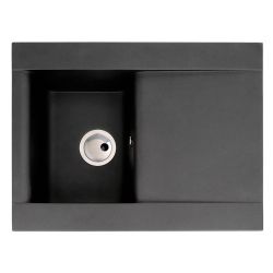 Abode Aspekt Granite Inset Sink with 1 Bowl, Drainer & Kit 716mm - Black Metallic