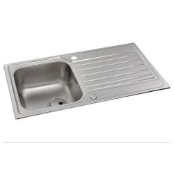 Abode Connekt 1 Tap Hole Stainless Steel Inset Sink with 1 Bowl, Drainer & Kit 860mm