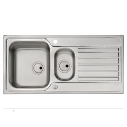 Abode Connekt 1 Tap Hole Stainless Steel Inset Sink with 1.5 Bowl, Drainer & Kit 1000mm