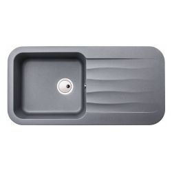 Abode Dune Granite Inset Sink with 1 Bowl, Drainer & Kit 1000mm - Grey Metallic