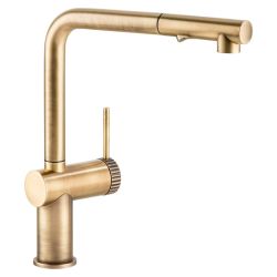 Abode Fraction Single Lever Pull Out Monobloc Sink Mixer - Antique Brass