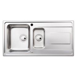 Abode Ixis 1 Tap Hole Stainless Steel Inset Sink with 1.5 Bowl, Drainer & Kit 1000mm