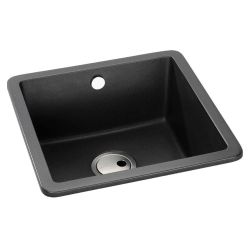 Abode Matrix SQ GR15 Granite Inset Sink with 1 Bowl & Kit 460mm - Black Metallic