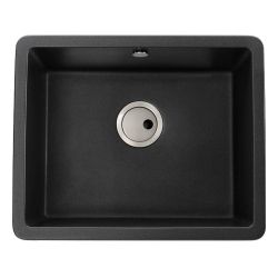 Abode Matrix SQ GR15 Granite Inset Sink with 1 Bowl Large & Kit 560mm - Black Metallic