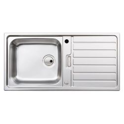 Abode Neron 1 Tap Hole Stainless Steel Inset Sink with 1 Bowl, Drainer & Kit 1000mm