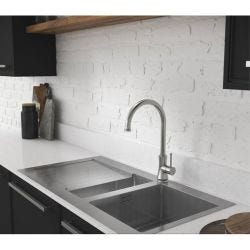 Abode Verve 1 Tap Hole Stainless Steel Inset Sink with 1 Bowl, Drainer & Kit 1000mm
