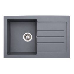 Abode Xcite Granite Inset Sink with 1.5 Bowl, Drainer & Kit 1000mm - Grey Metallic