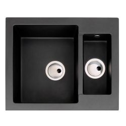 Abode Zero Granite Inset Sink with 1.5 Bowl & Kit 600mm - Black Metallic