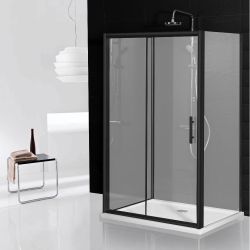Aqua i 3 Sided Shower Enclosure - 1200mm Sliding Door and 700mm Side Panels - Matt Black