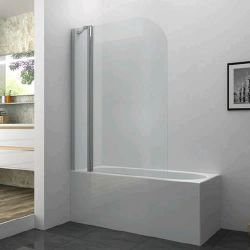 Aqua i 6mm Silver Curved Bath Shower Screen with Fixed Panel 1400mm x 1000mm