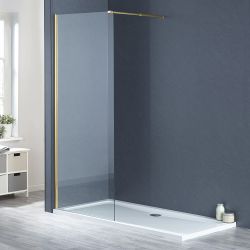 Emporia 8 Brushed Brass Wetroom Screen Panel 1100mm x 2000mm High