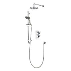 Aqualisa AQ Round Two Outlet Thermostatic Shower Mixer with Fixed Head & Sliding Rail Kit - Chrome